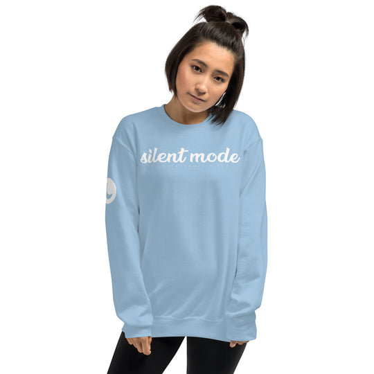 Silent Mode Pullover Light Blue Cursive Logo