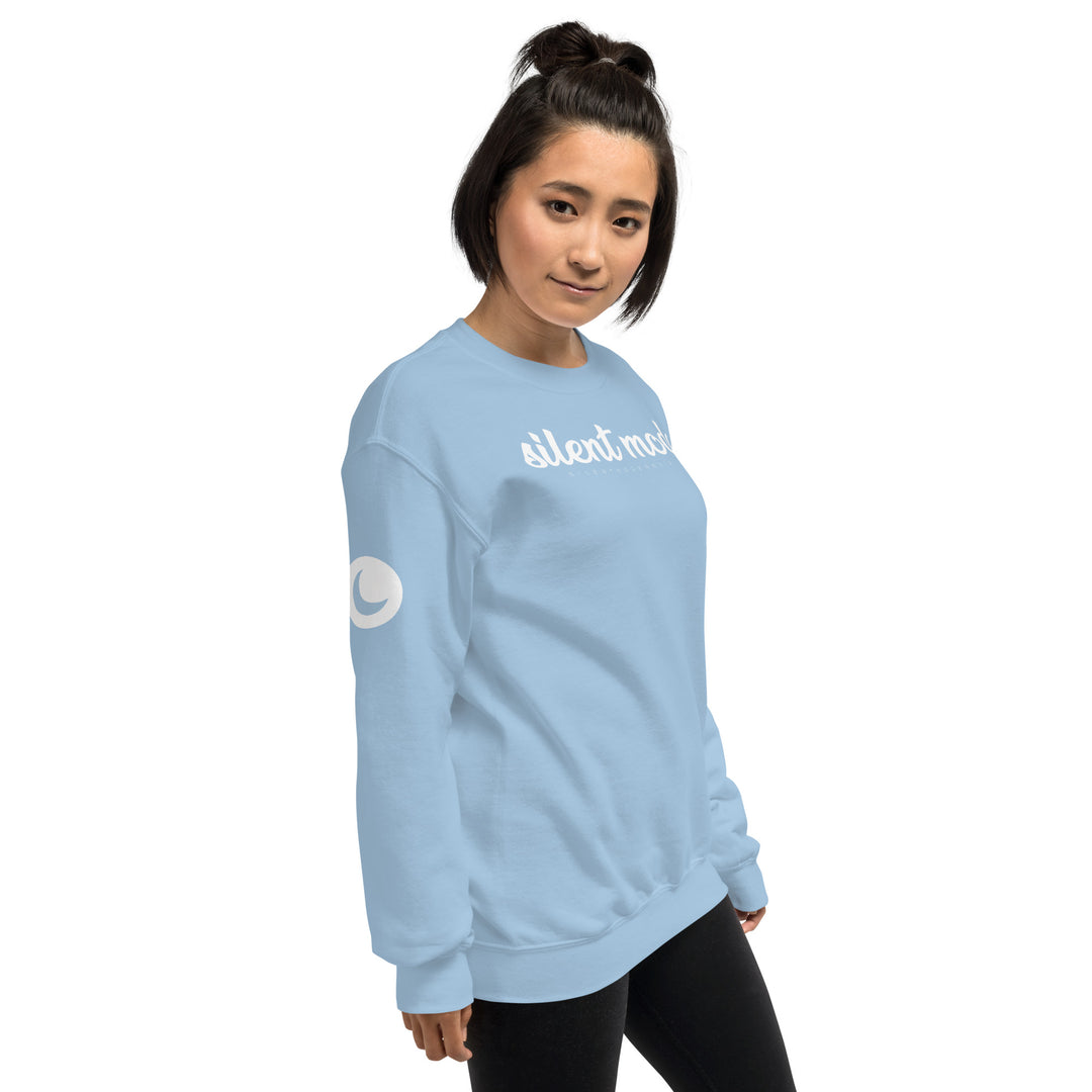 Silent Mode Pullover Light Blue Cursive Logo