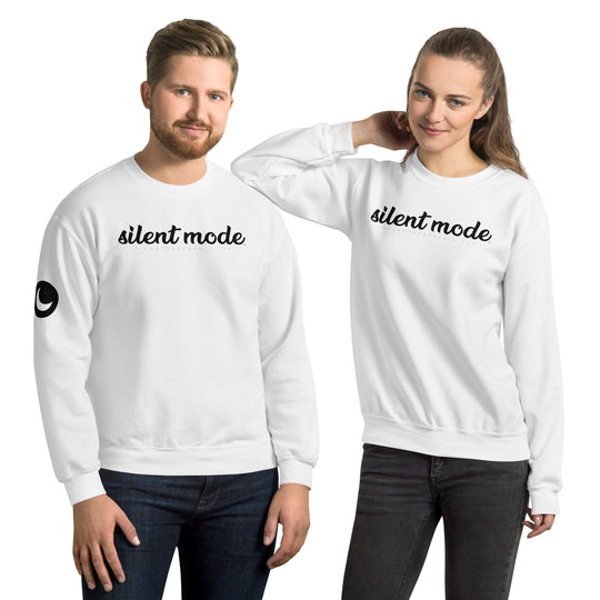 Silent Mode Pullover White Cursive Logo